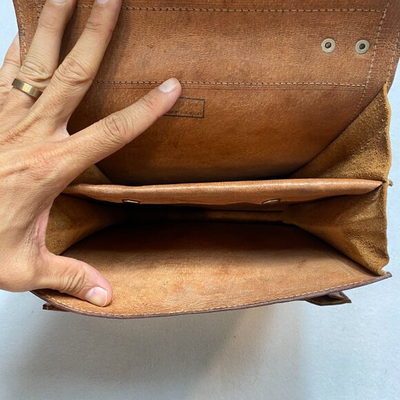 VINTAGE CANOA Crossbody Shoulder Bag Tan Pouch Phone Wallet 80s - Picture 11 of 16